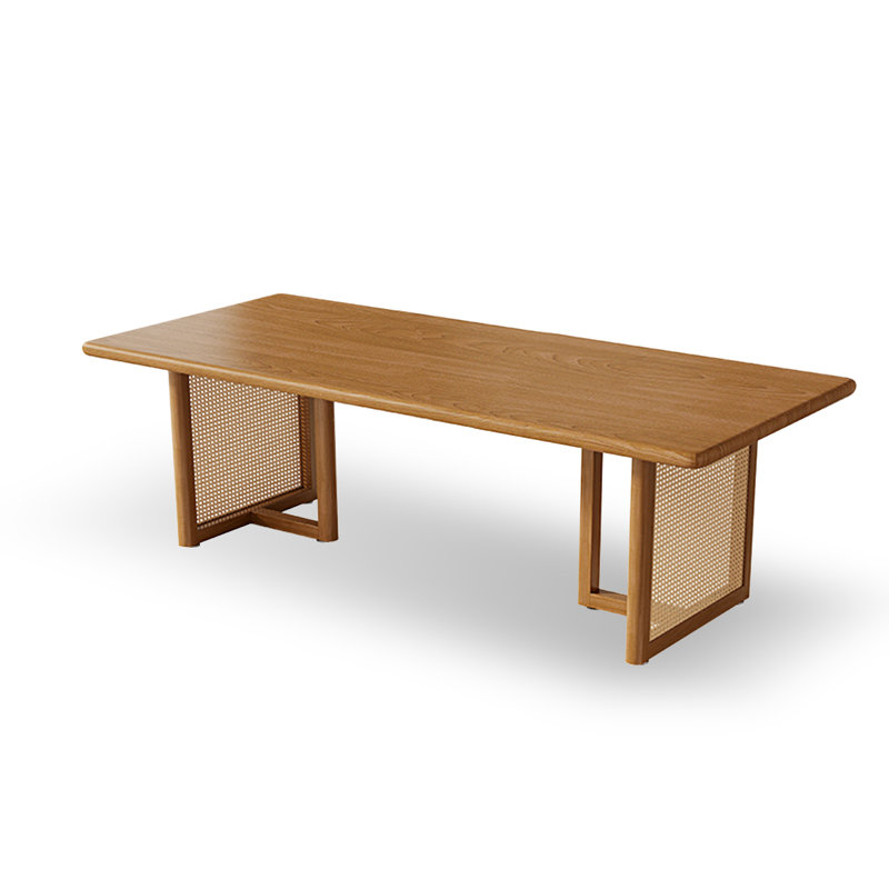 Table de salle à manger rectangulaire en bois massif brun, H 29,53 po x L 78,74 po x l 35,43 po
