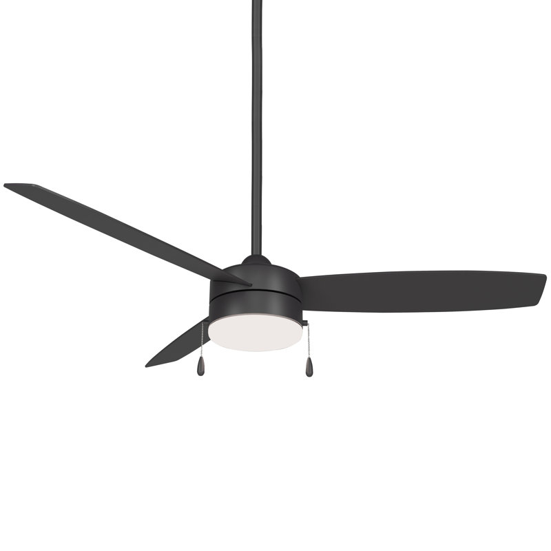 54" 3 - Blade LED Smart Standard Ceiling Fan with Pull Chain and Light Kit Included, Black