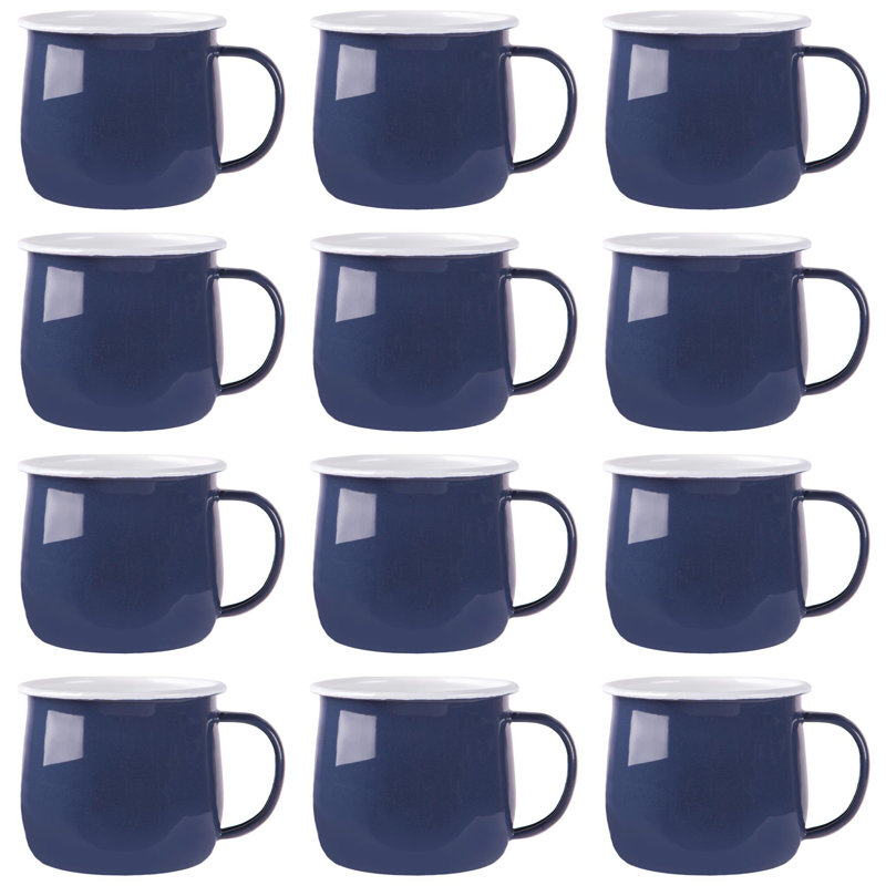 Enamelware Camping Mug, 12, Black/White