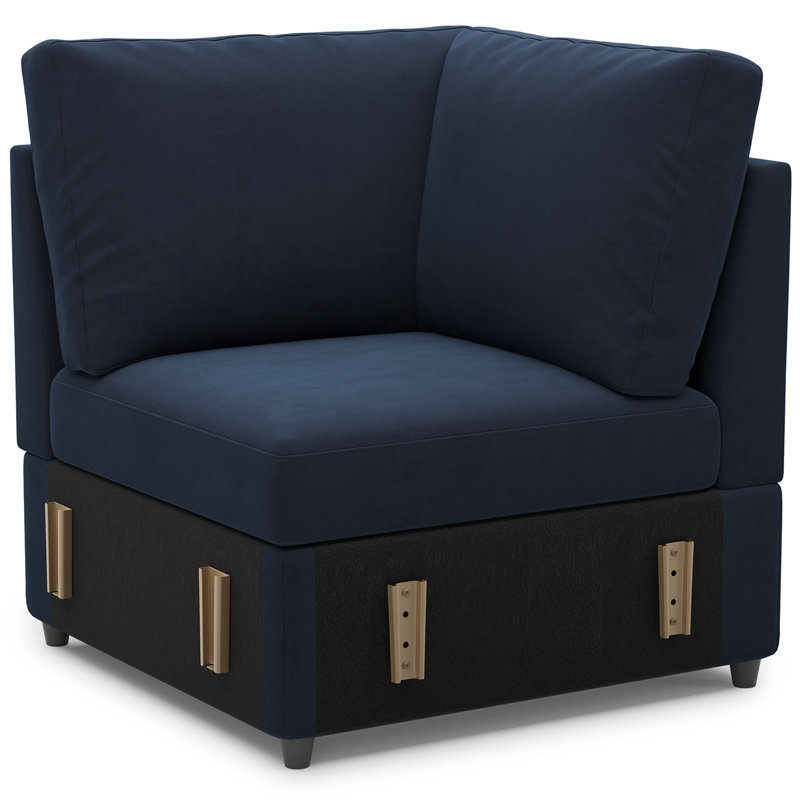Module de siège simple sans accoudoirs pour canapé modulaire modulaire, Velours bleu