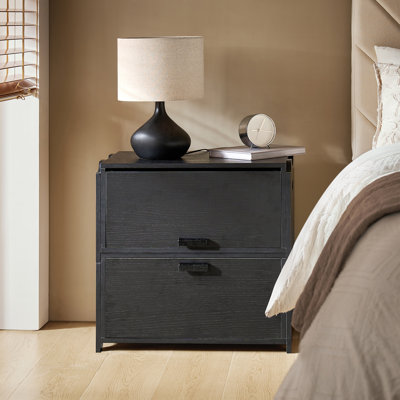 2-Drawer Manufactured Wood Modular Nightstand with Flip-Top