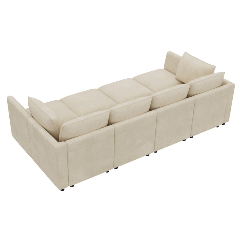 Canapé modulaire en U avec rangement Tremee, Polyester beige