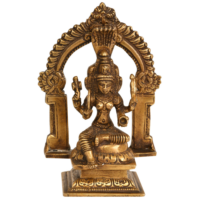 5" Goddess Mariamman Brass Statue - Handcrafted South Indian Hindu Goddess Sculpture for Temple Home Decor
