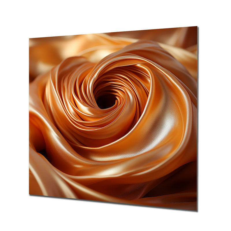 «Orange Abstract Spiral Cyclone Tranquility», art mural abstrait en spirale en métal, H 16 po x l 16 po