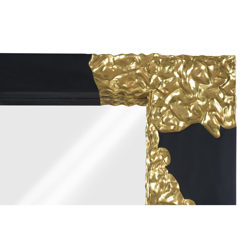 Miroir Mercury, rectangle, noir, feuille d'or