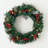 Artificial 24" LED Mixed Pine Christmas Wreath with Flocking, Pinecones and Berries, Green
