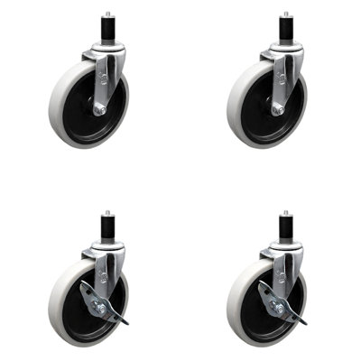 4 Piece Thermoplastic Caster Set with Brakes
