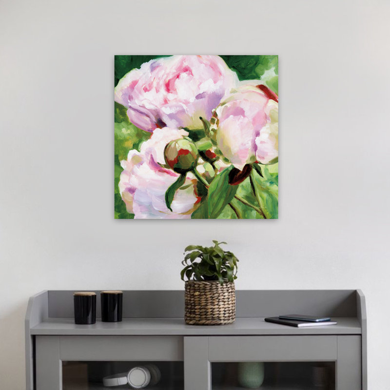 Art floral jardin de pivoines roses, H 18 po x l 18 po