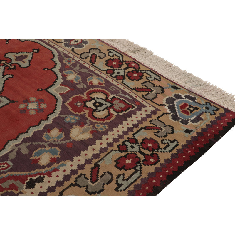 Wool Floral Area Rug in Red/Brown