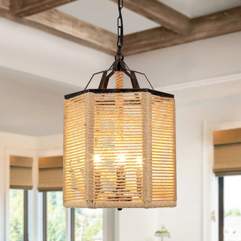 Lustre lanterne rétro tissé à la main à 3 lumières Critchfield
