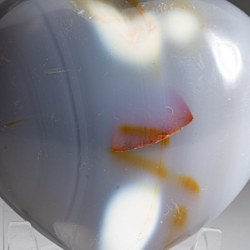 Blue Chalcedony Orca Stone Heart from Madagascar