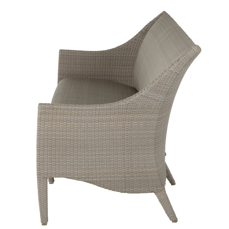 Athena Plus 75.25" Wide Outdoor Wicker Patio Sofa, Oyster
