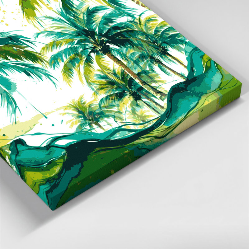 Toile hawaïenne vert palmier dattier, H 16 po x l 20 po