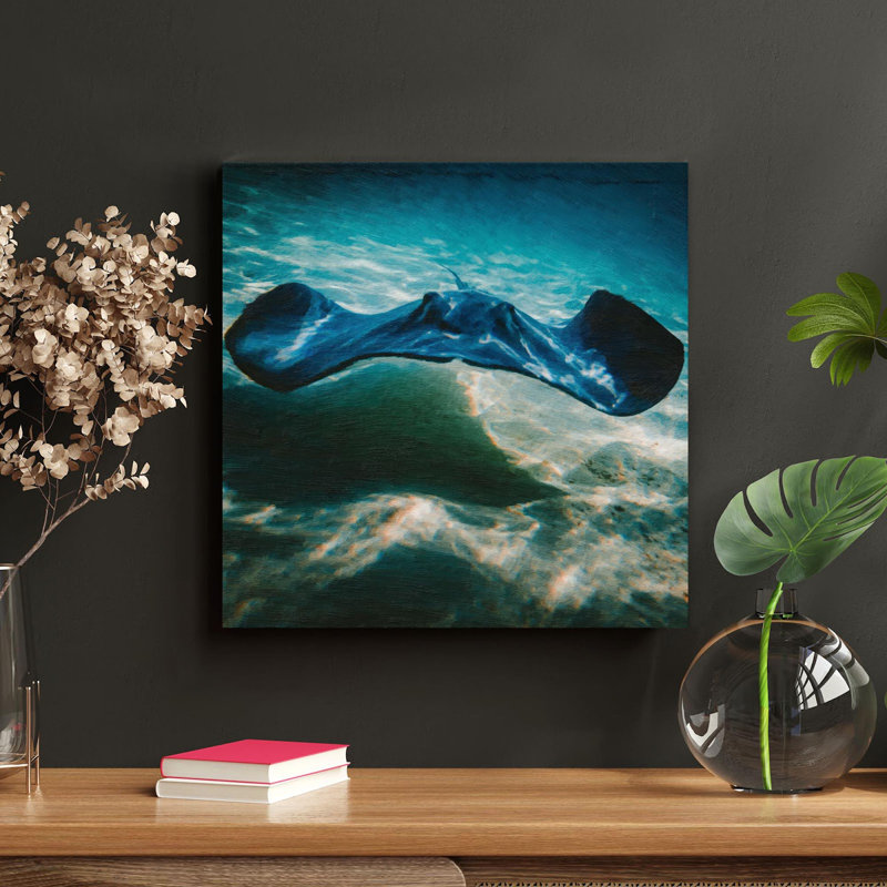 Gros plan, photo de Manta Ray - 1 pièce, impression carrée sur toile tendue, H 16 po x l 16 po