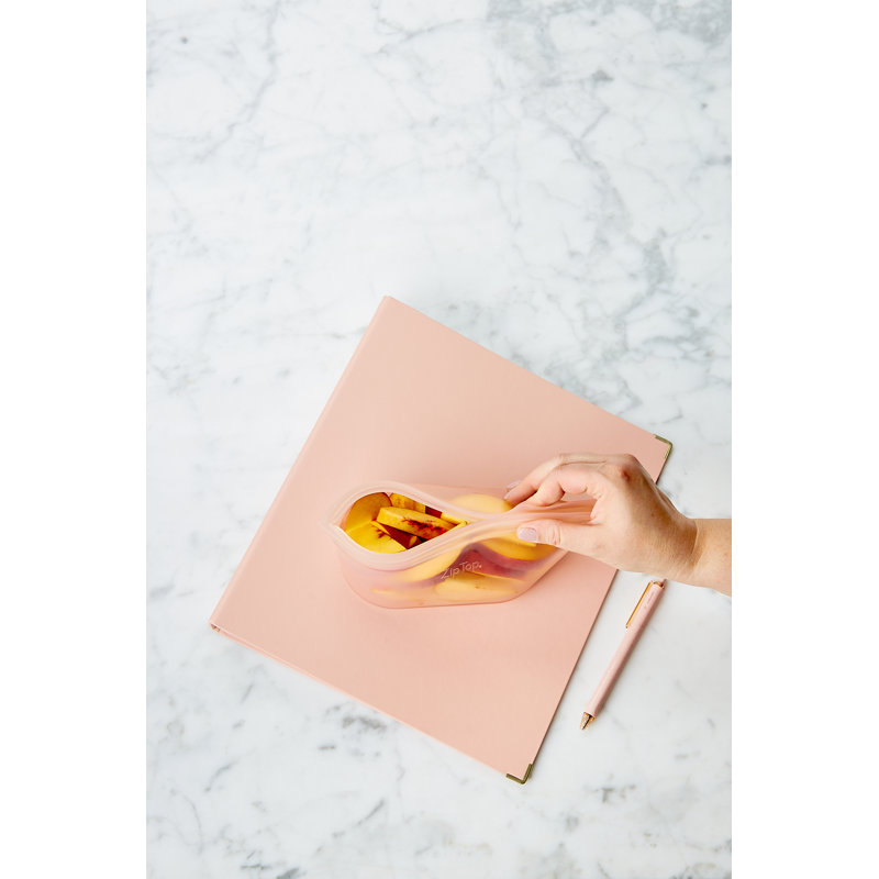 Zip Top Reusable Food Storage Bags | Full Set of 8 [Peach] |Microwave, Dishwasher and Freezer Safe, Peach