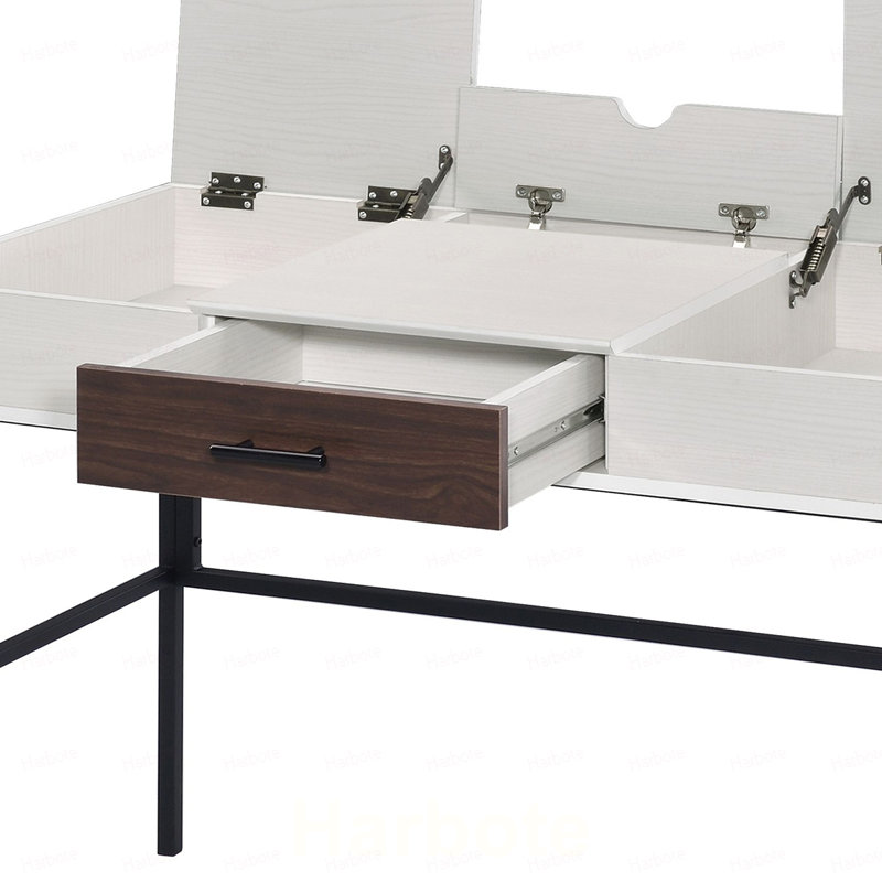 Bureau d'écriture naturel et noir avec port USB