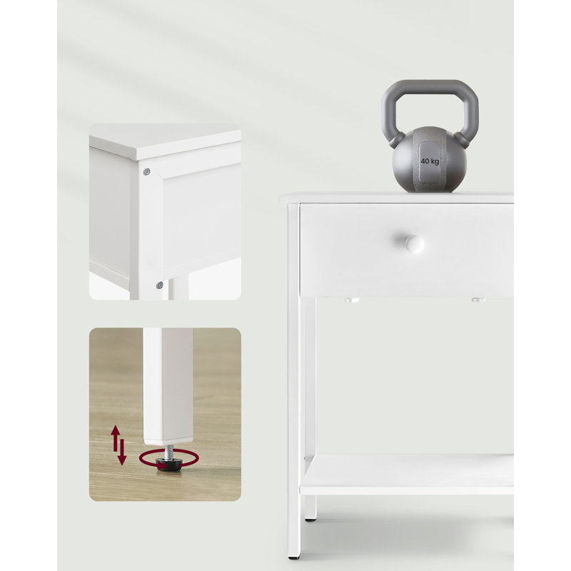 Nedra 40cm W Manufactured Wood Bedside Table, White