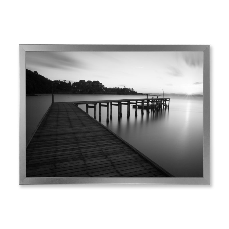 Pont noir et blanc - Peinture sur toile, H 16 po x l 32 po x P 1 po, Cadre de coin argenté fermé