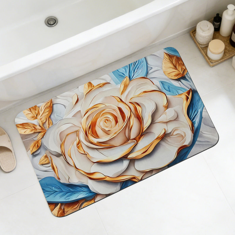 Non Slip Thin Absorbent Bathroom Rugs Machine Washable, 24" W x 36" L