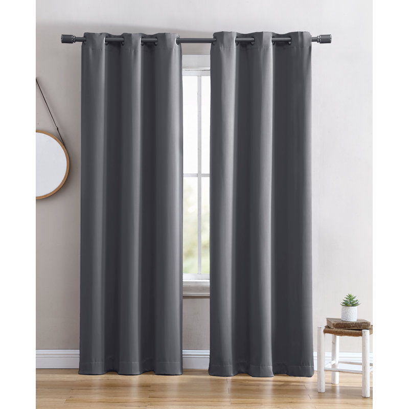  Panneau de rideau simple 1 pièce uni avec œillets, Gris anthracite, L 38 po x L 84 po