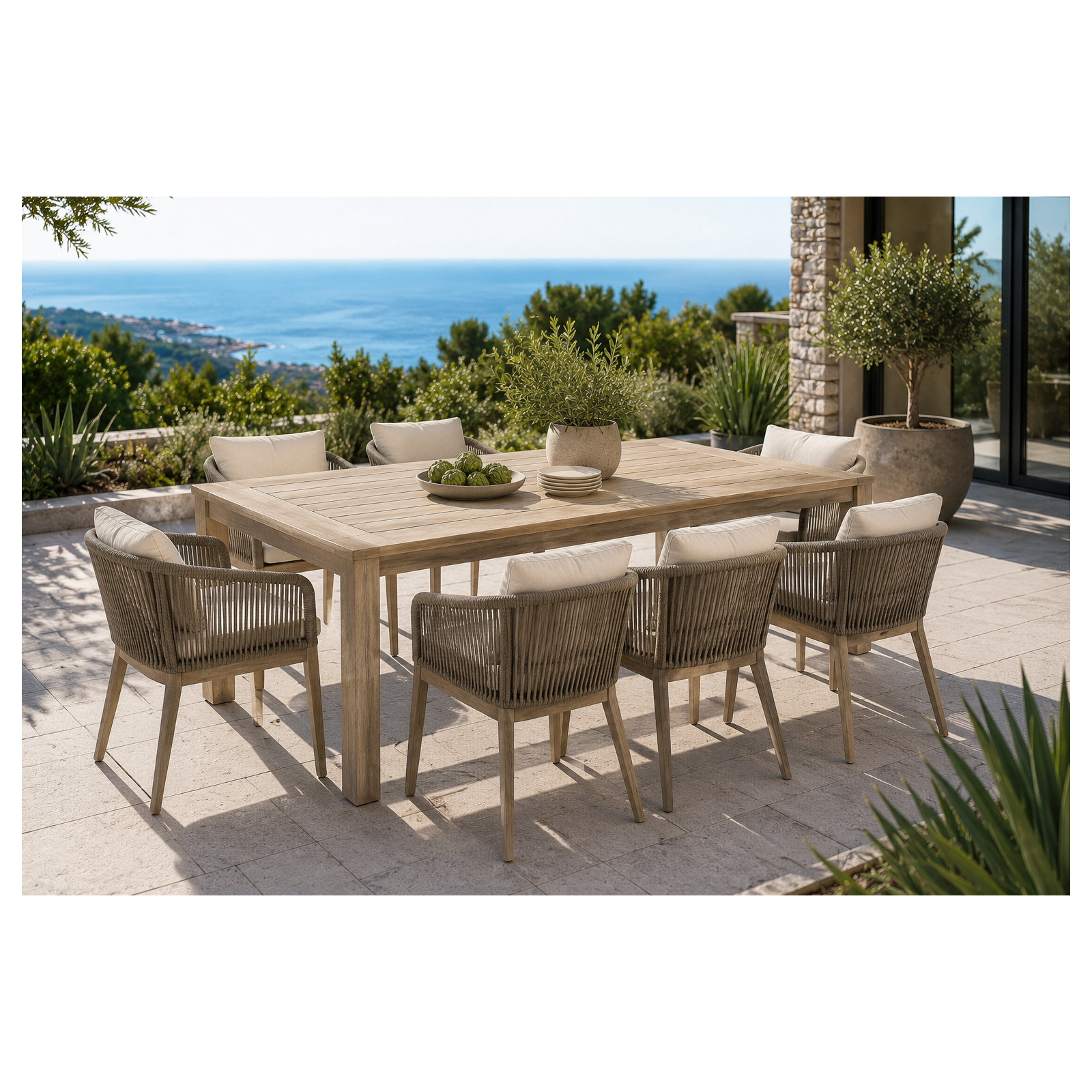 Joly Outdoor Dining Table, 30" H x 87" W x 40" D, Teak