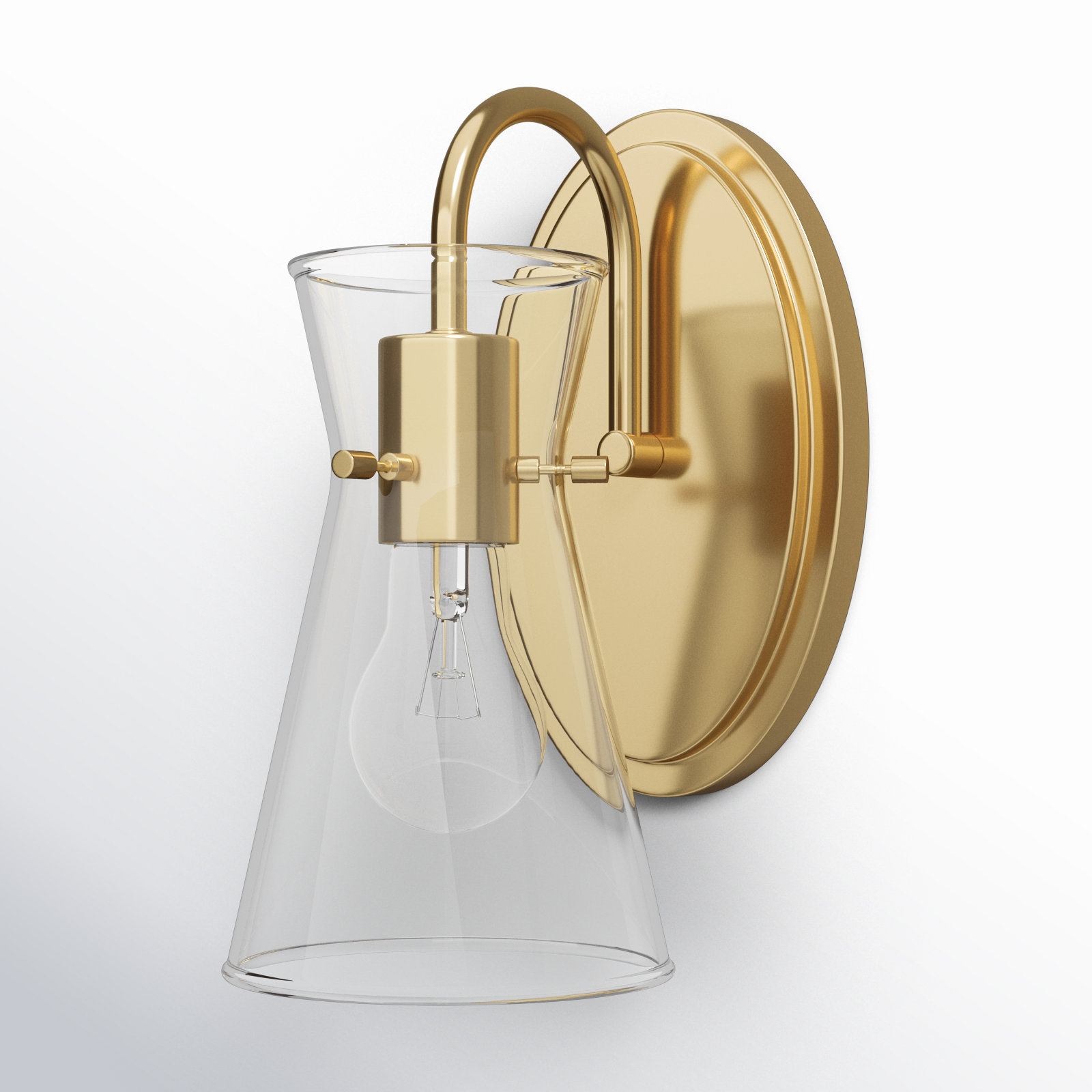 Single Transparent Dimmable Bath Sconce, Natural Aged Brass