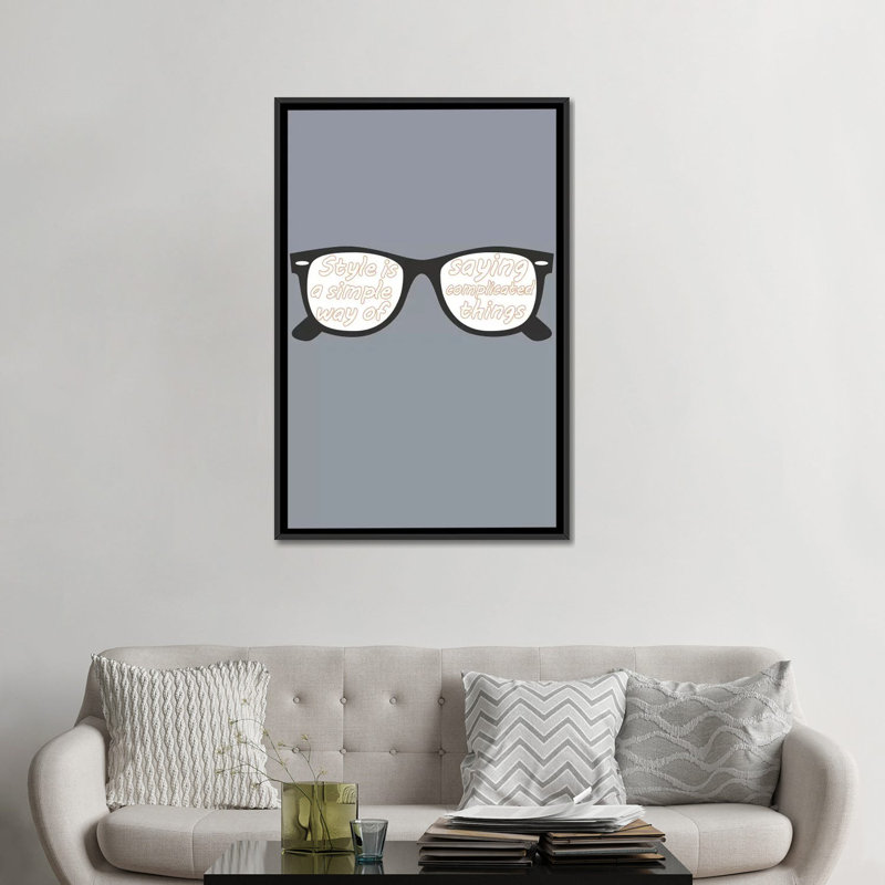 « style verres », impression sur toile, Toile avec cadre noir, H 8 po x l 26 po x P 18 po, Pas de tapis