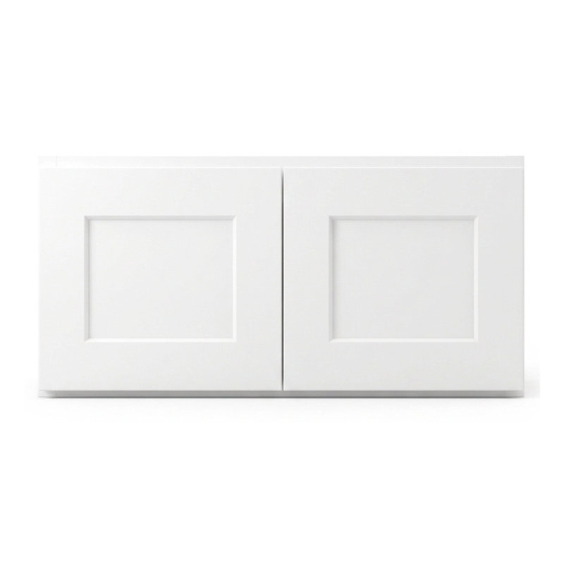 Armoire murale moderne de style Shaker en bois massif et contreplaqué, 2 portes, profondeur 61 cm (24 po), blanche - Hauteur 38 cm (15 po)