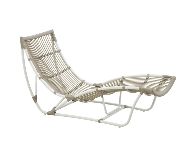 Chaise longue Holman, Toile de voile goéland à motif géométrique Sun