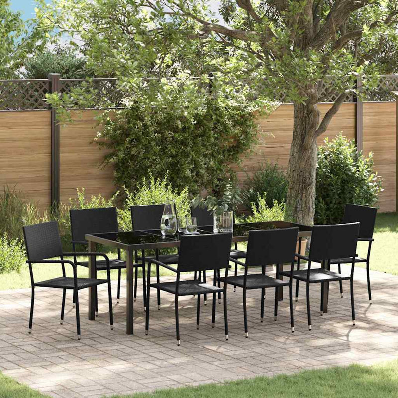 Patio Dining Set Table,, 9, 73 cm H x 200 cm W x 80 cm D, 8