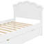 Lit plateforme blanc en bois avec deux tiroirs-544090038