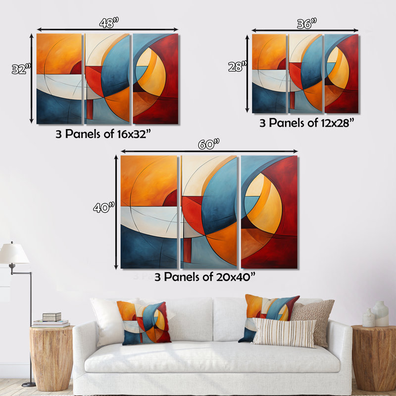 Cubism Geometric Form I - Ensemble de décoration murale cubisme, H 28 po x l 36 po x P 1 po