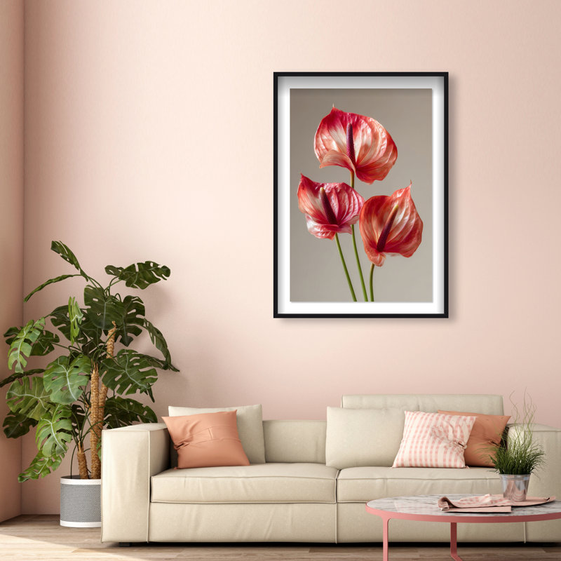 Crimson Silk Veins II Framed Graphic Art, 31.5"H x 21.5"W, Black Shadowbox