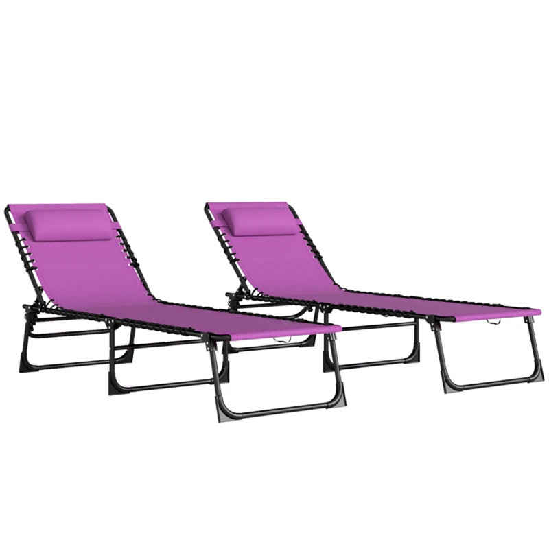 2 Folding Chaise Lounge Pool Chairs