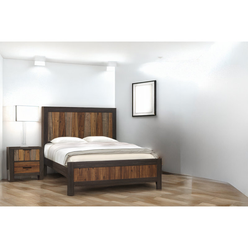 Ensemble de chambre à coucher à panneau en ébène foncé Yelena, Double