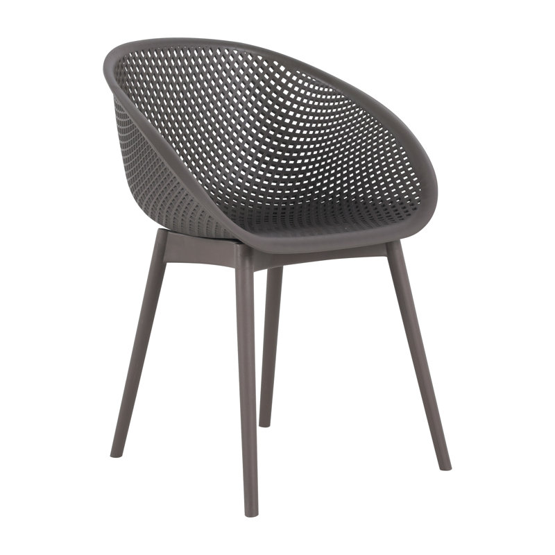 Ensemble de 2 chaises longues modernes - plastique PP intérieur / extérieur toutes saisons avec pliage moderne intérieur / extérieur - plateau de table PP avec pieds en métal (blanc, kaki)