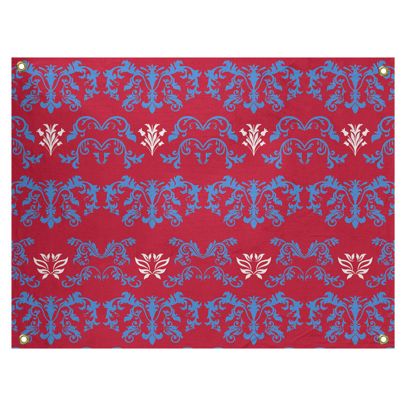 Tapisserie baroque en polyester polyester Houston, H 26 po x l 36 po, Rouge / bleu / blanc