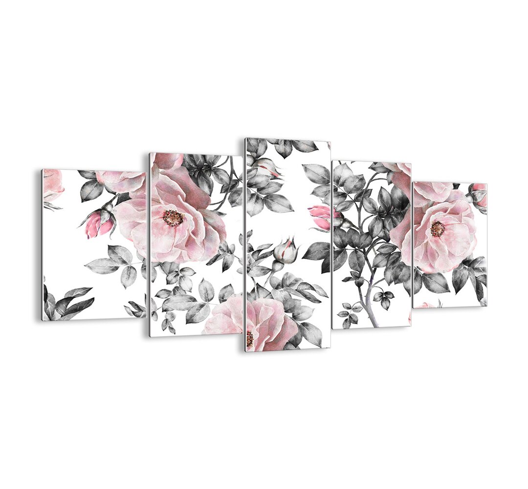 5-tlg. Glasbilder-Set Get Lost in Rose Flowers