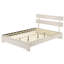 Lit plateforme simple blanc délavé, style contemporain, base de lit à profil bas, bois, finition rustique dans une boîte, placages de bois, idéal pour chambre de jeunes