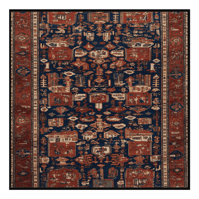 Tapis brun turc lavable à la machine, Carré 4 pi