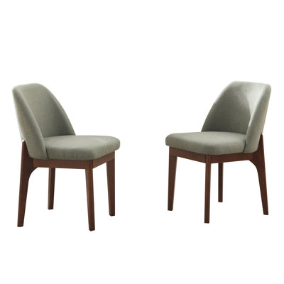 Bason 19.5" High Polyester Upholstered Dining Chairs with Solid Wood Legs