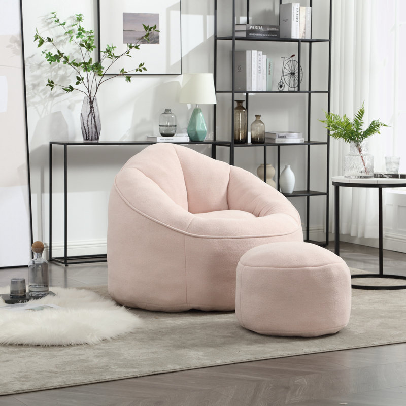Fauteuil demi-tonneau avec repose-pieds 37,4 po Eryn, Microfibre / microsuède rose