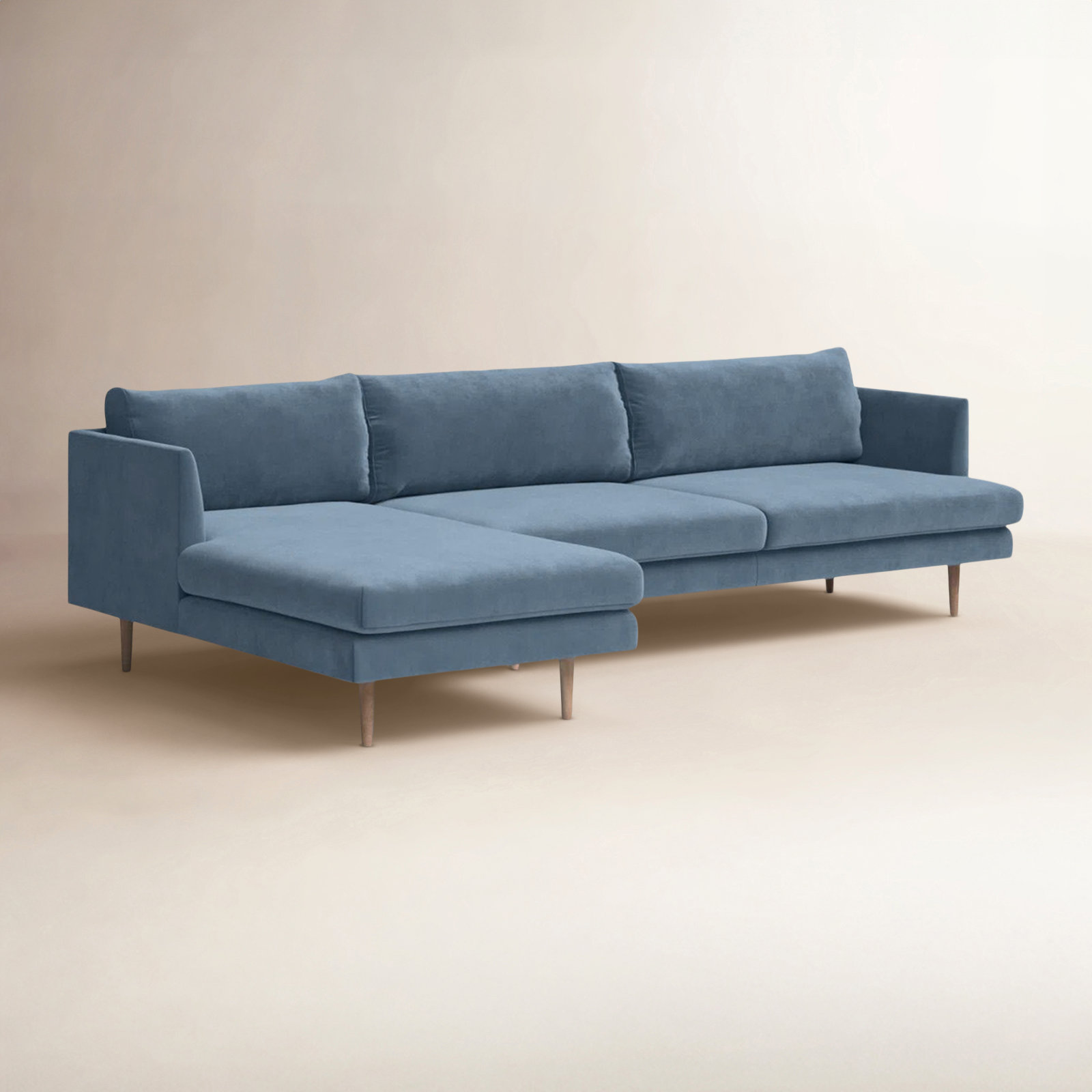 Miller 2 - Piece Upholstered Chaise Sectional, Left Hand Facing, Blue Polyester Blend