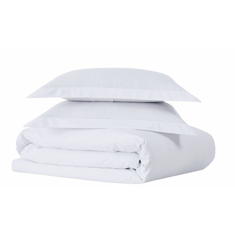 Brooklyn Loom Classic Cotton Duvet Sets, White, King Duvet Cover + 2 King Shams