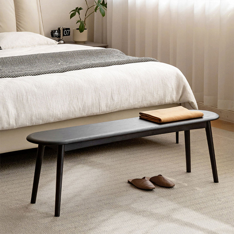 Banc en bois massif noir, H 16,14 po x l 62,99 po x P 11,81 po