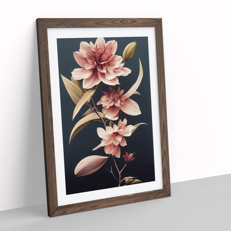 The Classic Flowers No.2 - Single Picture Frame Print, Walnut Framed, 64cm H x 46cm W x 2cm D