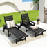 Chaise longue de patio en PEHD 2 pièces Burdge ZeaLuxe avec roulettes et dossier réglable