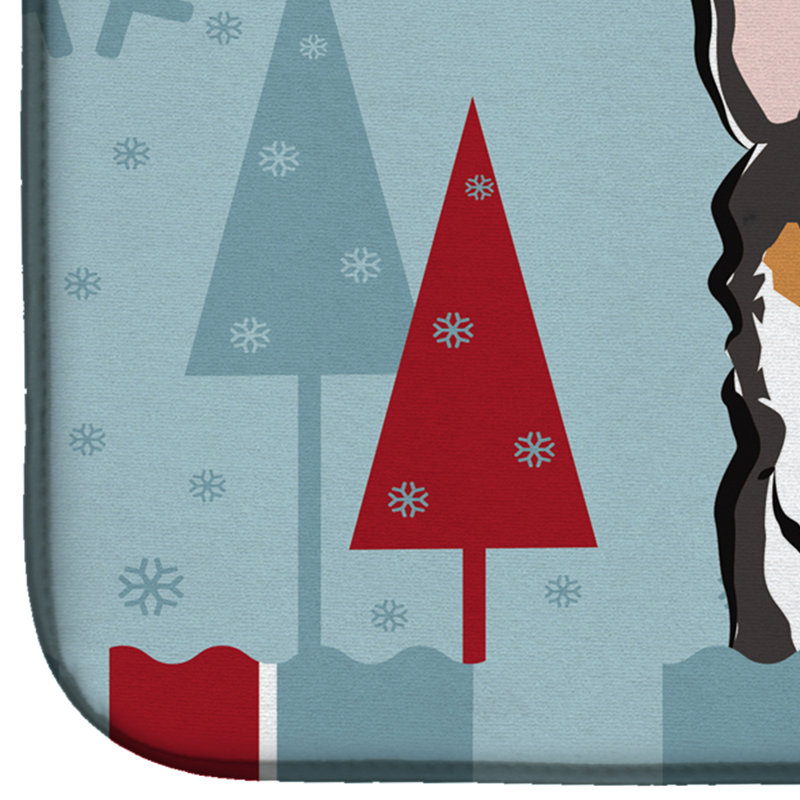 Tapis de séchage sable corgi winter fêtes, Noir