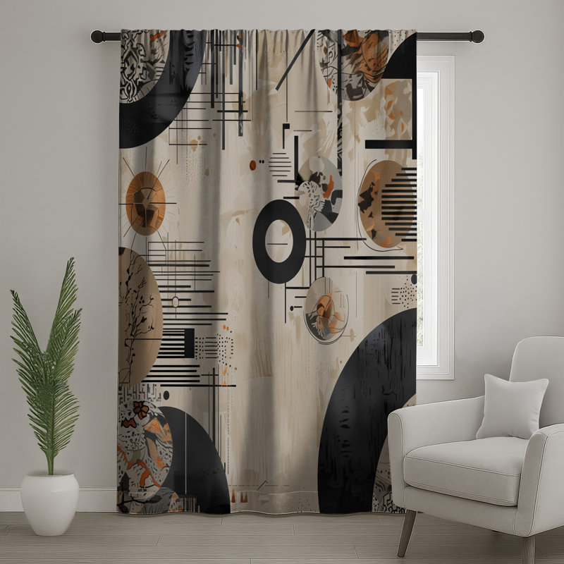 Rideaux géométriques abstraits et transparents à motif géométrique - 1 panneau, Blockout, 50 po x 80 po - 1 panneau