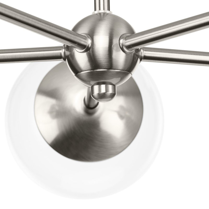 Lustre spoutnik 5 lumières Sasheer, Nickel brossé
